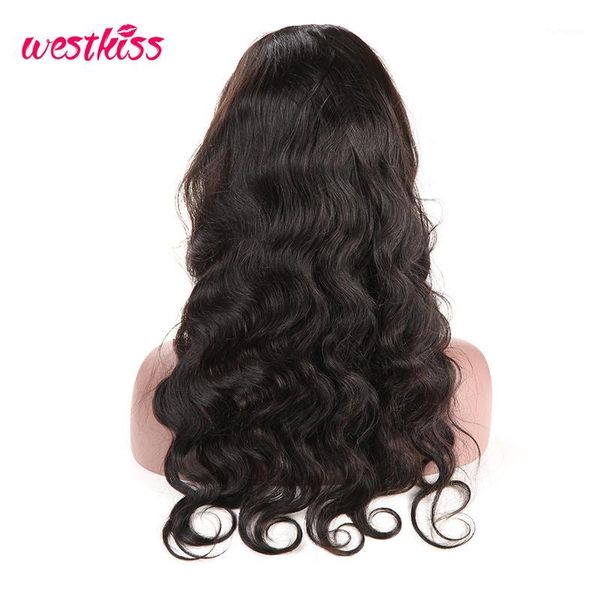 

west kiss natural black body wave lace front human hair wigs with baby 130% pre plucked wig brazilian remy1