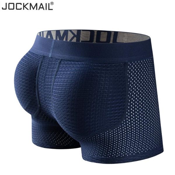 Cuecas masculinas JOCKMAIL Boxer malha acolchoada com almofadas de quadril Boxers masculinos BuPadded Elastic Truncks Enhancement