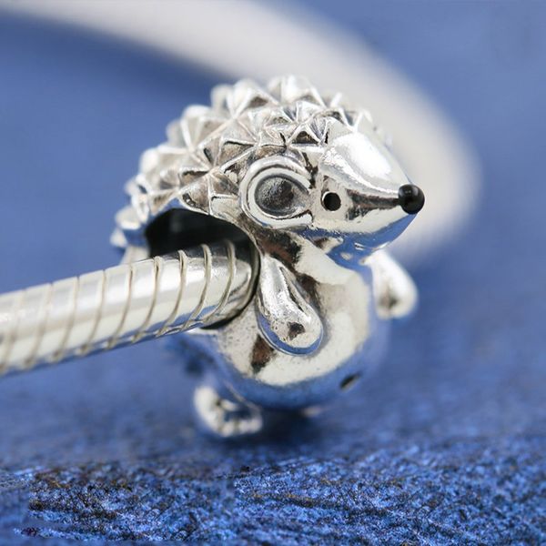 

925 sterling silver nino the hedgehog charm bead for european pandora jewelry charm bracelets, Black