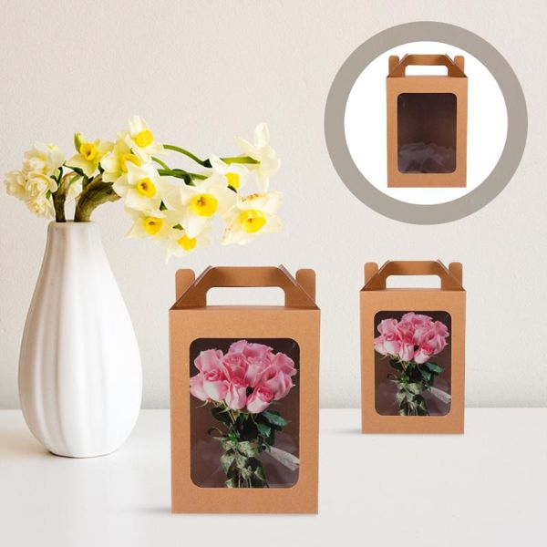 

6pcs decorative gift packing boxes flower bags containers (brown) wrap