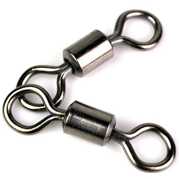 2021 Rompin 50 pcs Bolas de esferas Swivel anéis sólidos conector de pesca 1 cm comprimento de barco do oceano ganchos de pesca