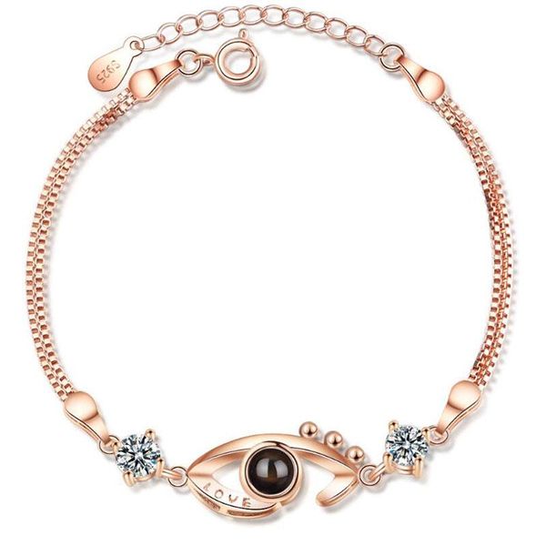 

charm bracelets latest projection love you rose gold devil's eye bracelet women jewelry shiny 925 sterling silver girl engagement gifts, Golden;silver