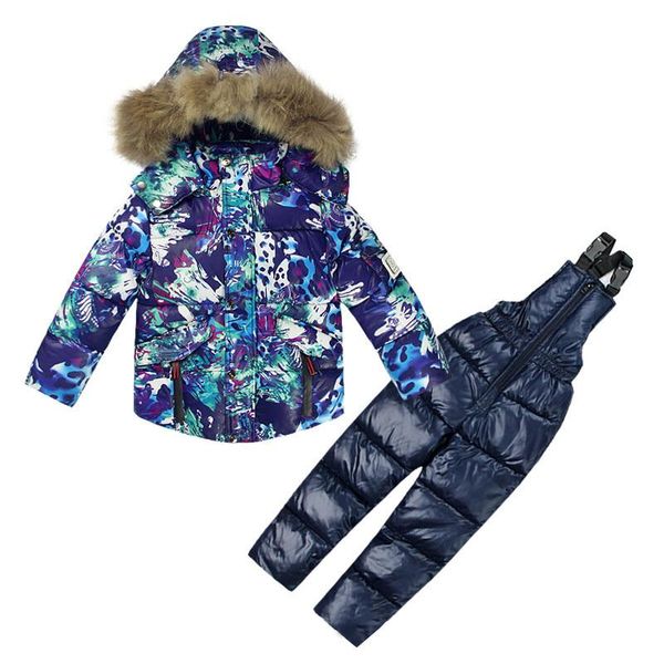 

coat children's winter jackets for boy warm pants toddler snowsuit outerwear ski clothing set russian cotton-padded jacket blue, Blue;gray