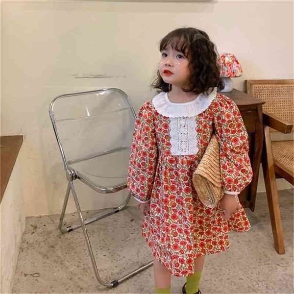 

spring arrival girls long sleeve floral dress kdis korean design 210528, Red;yellow