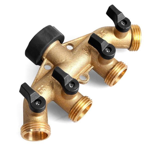 

watering equipments 3/4 inch brass 4 way hose pipe splitter nozzle tap connectors garden irrigation