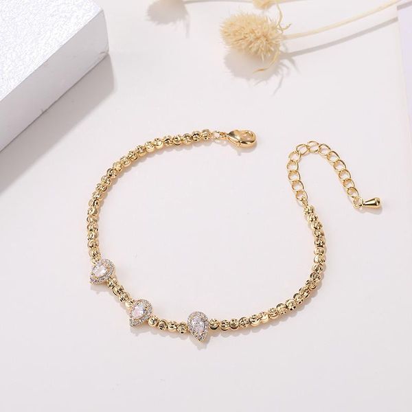 

link, chain bracelet classic light luxury water drop shaped design zircon fashion all-match jewelry women's valentine's day gift, Black