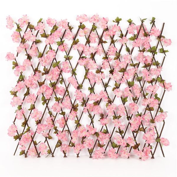 

fencing, trellis & gates artificial cherry blossoms fence retractable wooden gardening wall background outdoor garden decoration
