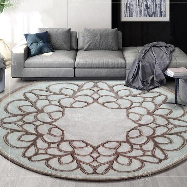 

carpets nordic 100% wool round living room 15mm thickness area rugs for bedroom tea table floor and mat soft