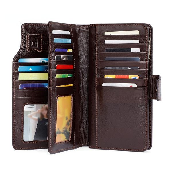 

wallets business fashion men's handbag multi card leather long wallet large capacity first layer, Red;black