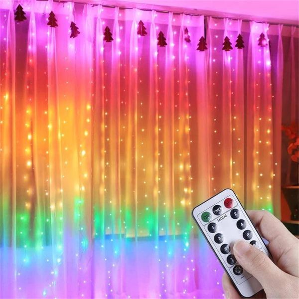 

strings 3x3m rainbow curtain light led string garland fairy icicle decorative lights for christmas party bedroom wall wedding decor