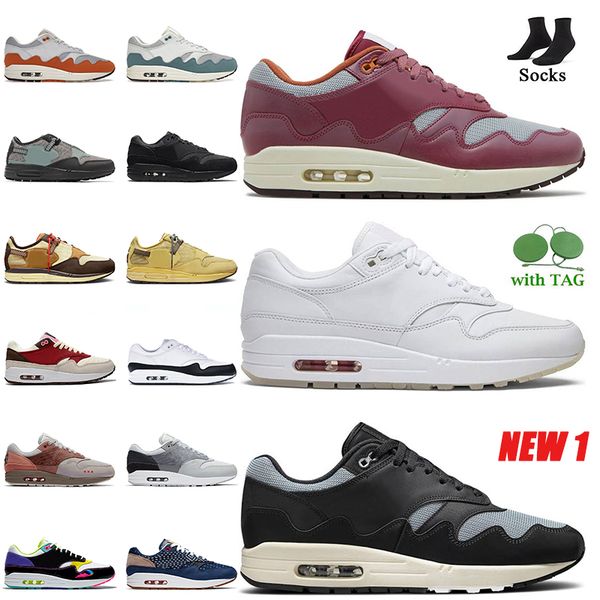 

women men outdoor sport running shoes 1 1s patta waves noise aqua black rush maroon monarch 36-45 mens trainers london bacon obsidian cave s, White;red