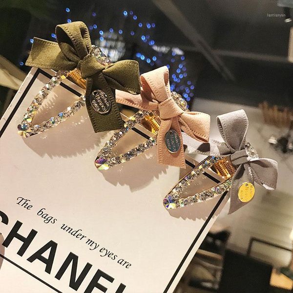 

crystal hairgrips hairpins waterdrop bow metal rhinestone hair clip accessories1