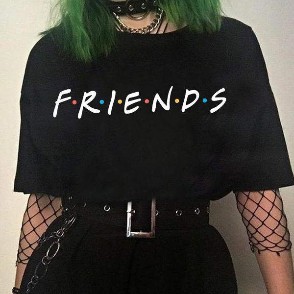 

women's t-shirt friends printing black t shirt summer women short sleeve leisure tee casual ladies female shirts plus size woman cloth, White