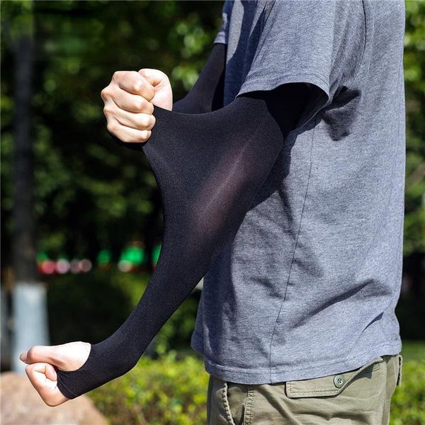 

elbow & knee pads arm sleeves ice fabric breathable quick dry running sportswear sun uv protection long cover cycling, Black;gray