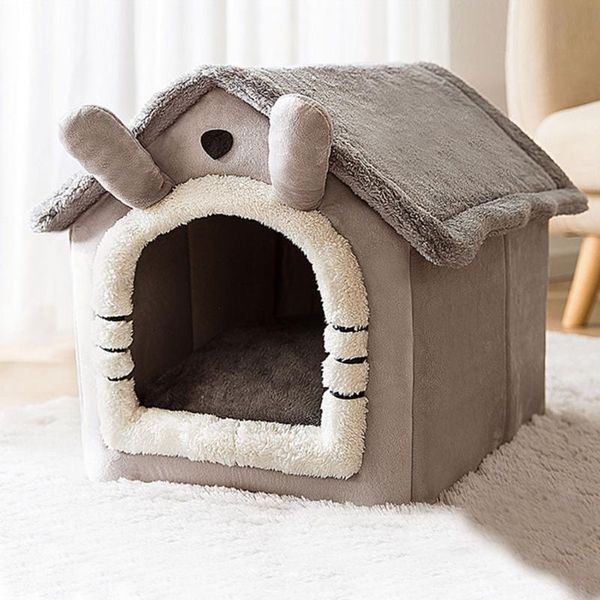 Letti per gatti Mobili Cuccia per animali domestici Calda casa per cuccioli Coperta confortevole Semi-chiusa Peluche per dormire Nido di riposo Cestino rimovibile per animali domestici