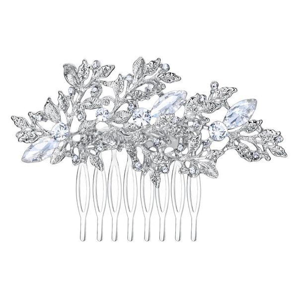 

hair clips & barrettes leaf bridal wedding jewelry for women hairwear comb femme accessories headpiece party gift ornament tiara, Golden;silver