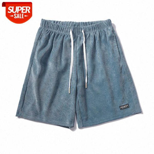 

net red basic solid color loose oversize shorts casual pants corduroy men's #ma0s, Black