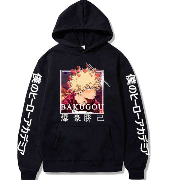 

katsuki bakugo hoodie boku no hero academia sweatshirt men loose hoodies y1109, Black