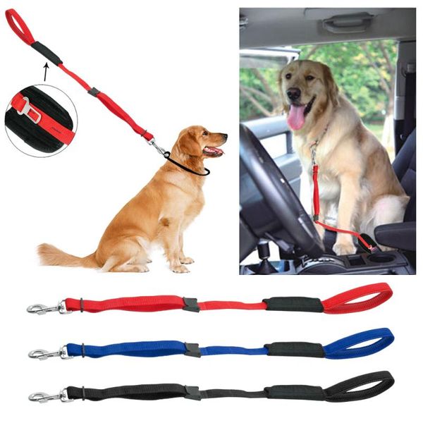 

dog collars & leashes soft padded handle nylon car travel seat belt dogs walking leads 3 colors adjustable
