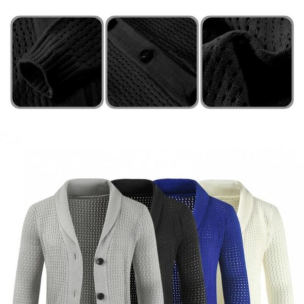 

men's sweaters stylish cardigan knitted winter coat autumn sweater single-breasted turn-down collar, White;black