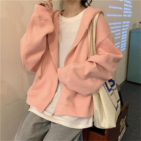 

women's hoodies & sweatshirts cute pink jacket loose autumn zipper rock coat women casual oversize tracksuit hoody female funny haraju, Black