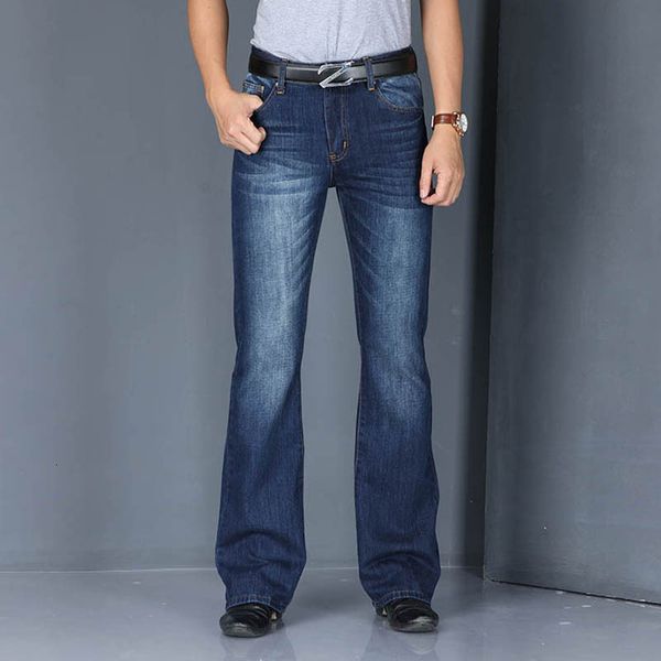 

flared trousers leg loose suit japanese and korean classic motorcycle jeans, Blue