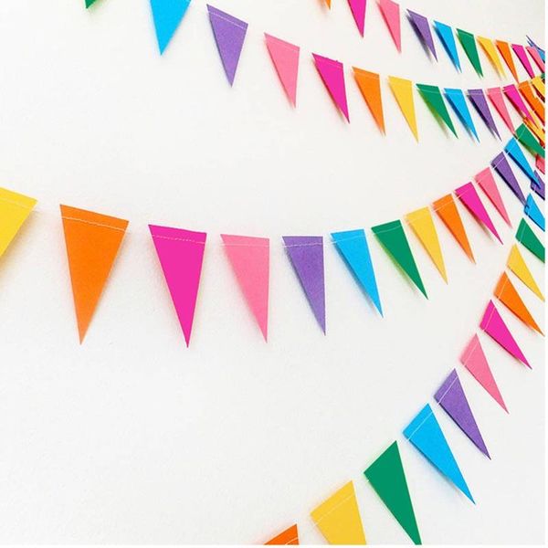 

party decoration 4 meters multicolor paper flags banner garland pennant for wedding baby shower birthday garden tent decorations