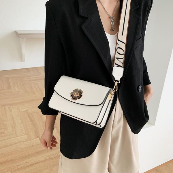 

evening bags designer flower lock ladies shoulder bag tide 2021 fashion wide strap women's cross body daily dating shopping girl