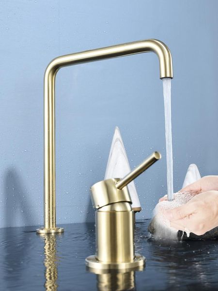 

bathroom sink faucets brushed gold brass basin faucet & cold mixer taps single handle 2 hole deck mounted rose gold/gun grey/chrome