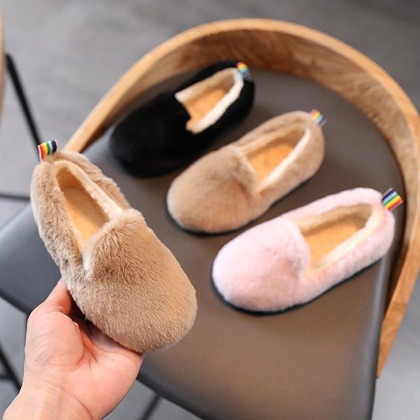 

slipper baby cotton shoes winter plus velvet girls thick warm and cold-proof short boots children snow boy peas shoe 2021, Black;grey