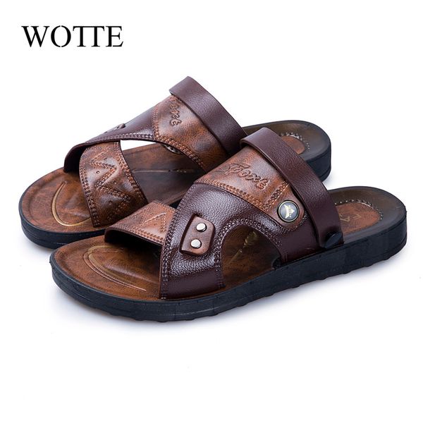 

men's summer sandals outdoor casual non-slip breathable beach sandalia two ways wearing shoes homme, Black