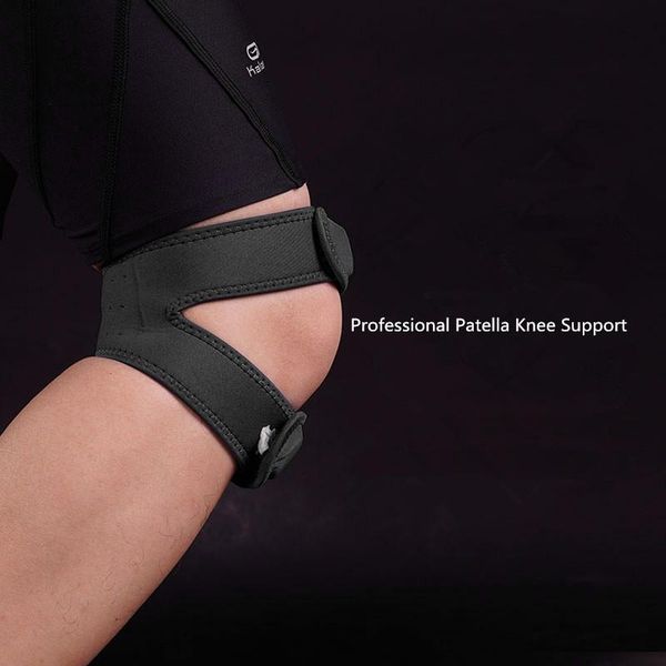 

adjustable pressurized fitness sports kneepad running cycling bandage outdoor sportswear hiking soccer leg protector elbow & knee pads, Black;gray