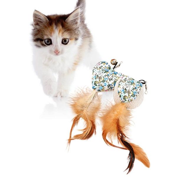 

cat toys colorful feather sound bell ball cats toy funny interactive fish kitten scratching pet supplies