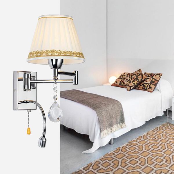

modern simple rocker arm cloth art living room staircase corridor bedroom bedside decorative crystal wall lamp