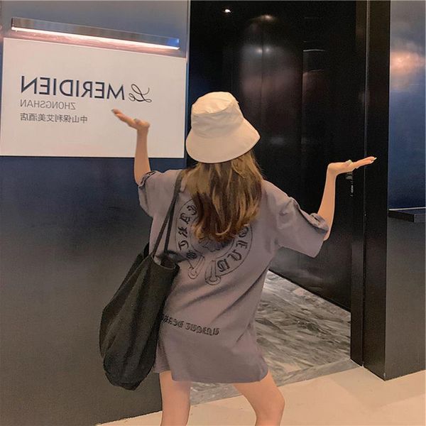 

crosin 300kg oversized short sleeve medium length large edition student's lower body missing t-shirt women's f, White