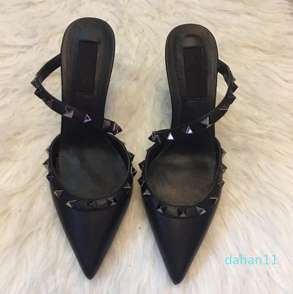 

2021 designer new pointed pointed stiletto sandals ladies pointed high heeled sandals size 35-43, Black