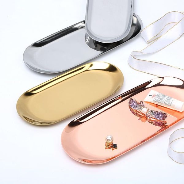 

kitchen storage & organization colorful metal tray gold oval dotted fruit plate small items jewelry display mirror home