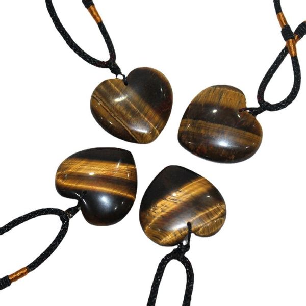 

pendant necklaces east china sea natural yellow tiger eye stone love fashion unique peach heart necklace boys and girls accessories, Silver