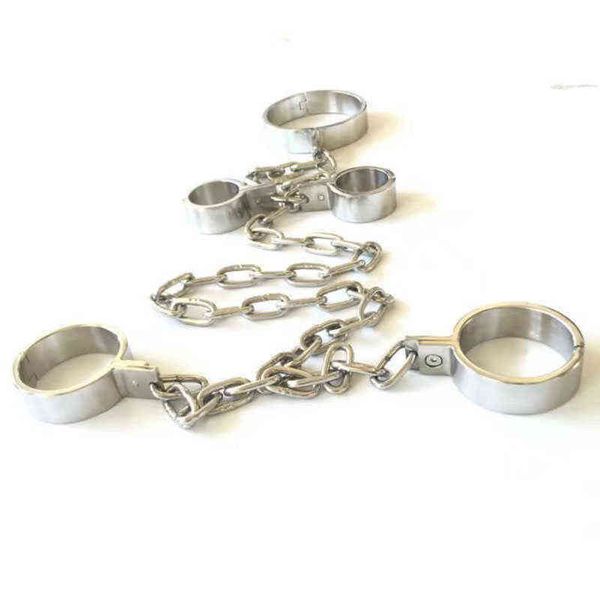 NXY Sex Spielzeug für Erwachsene, Edelstahl-Metall-Bondage-Halsband, Hand-Fußfesseln, Sklave, Bdsm-Werkzeuge, Handschellen, Beineisen, Fesseln, Spielzeug für Paare