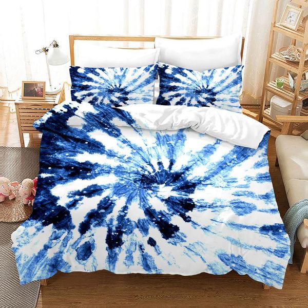 

bedding sets blue purple tie-dyed set colorful duvet cover luxury yellow spiral pattern boho hippie quilt bed