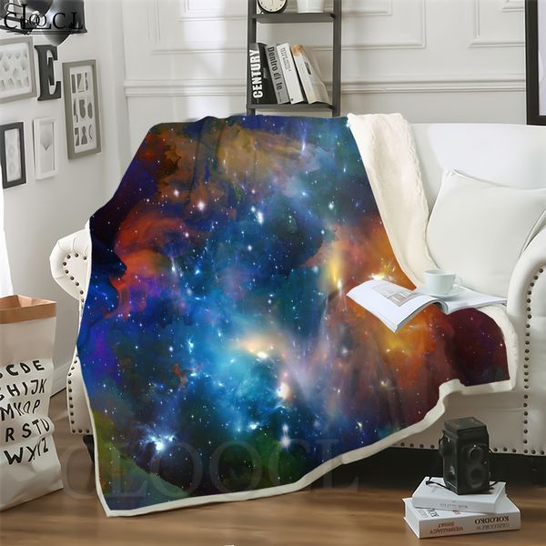 

cloocl blankets fantastic universe space galaxy 3d print air conditioning travel throw blanket teens bedding plush quilt