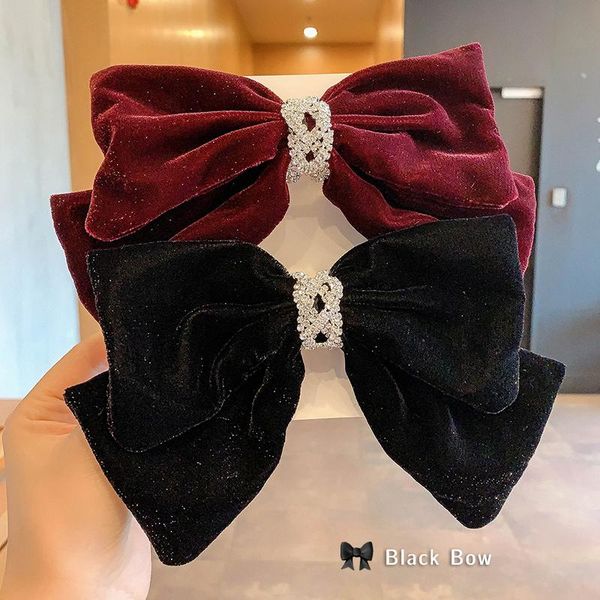 

hair accessories temperament large glitter diamond-studded barrettes bow girls hairgrips velvet hairpins bowknots women trendy