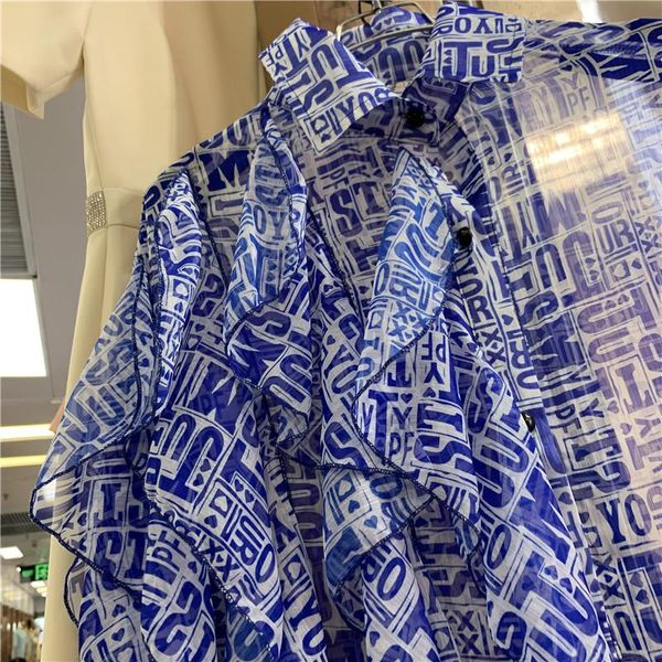 

women's blouses & shirts oversized blouse women summer autumn personality girl irregular ruffled letter shirt casual loose blusas femm, White