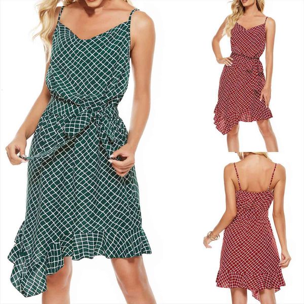 

summer lattice printing womens dresses plus size v neck bow hollow out, Black;gray