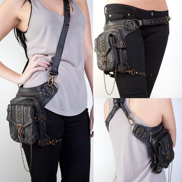 

steampunk vintage motorcycle bag ladies shoulder messenger women's waist pockets bags