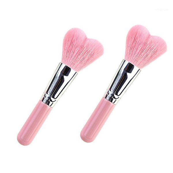 

fashionable portable single pink blush brush heart-shaped cute loose powder soft and powder-beauty makeup1
