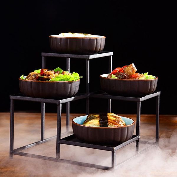 

dishes & plates restaurant creative tableware wrought iron set bowl rack cold dish dessert round 5.5 inch dried fruit platter snack plate