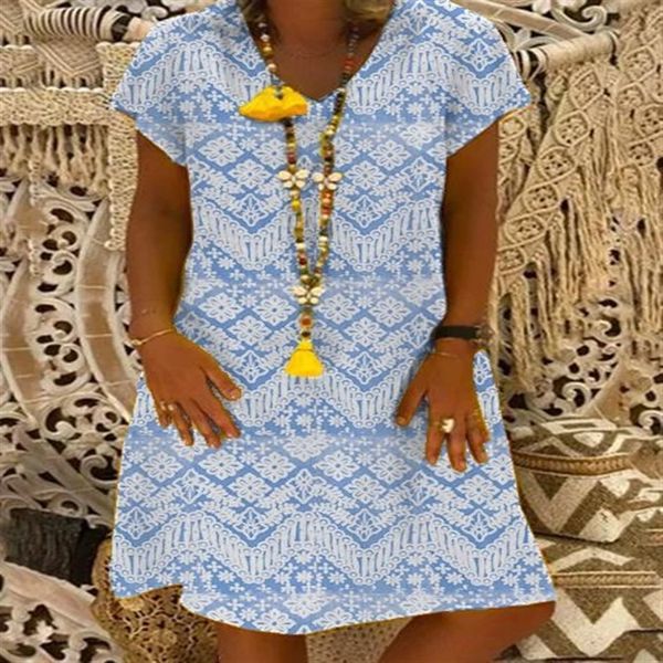 

sdn 2020plus size es large dressloose v-neck short 2020large dresswomen's sleeve dressloose v-neck women's short sleeve