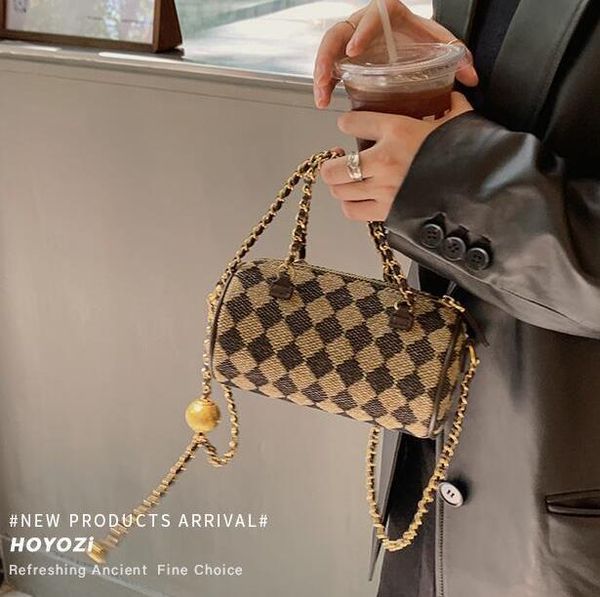 

cross body small design square cylinder bag shoulder messenger all- chain bags