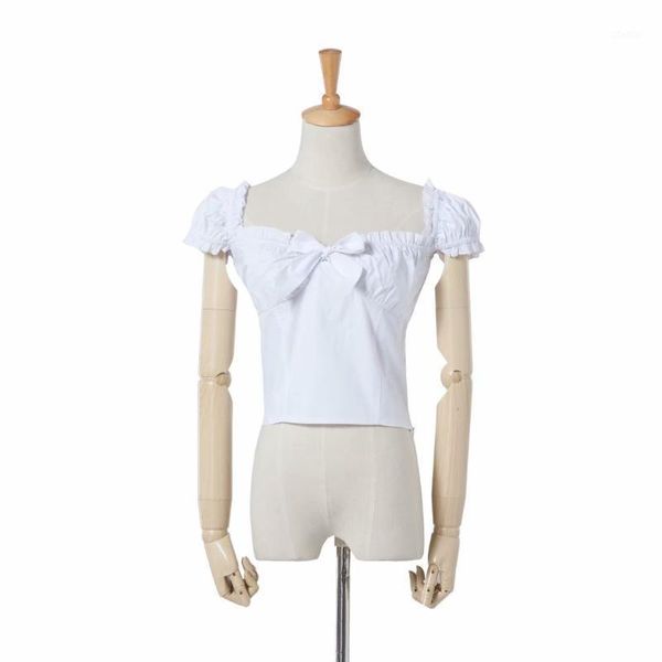 

korean fashion clothing summer for women tunic crop puff sleeve blouse white shirts ruffle streetwear women's blouses &